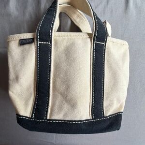 Lands’ End Canvas Boat n Tote Natural Navy with key chain